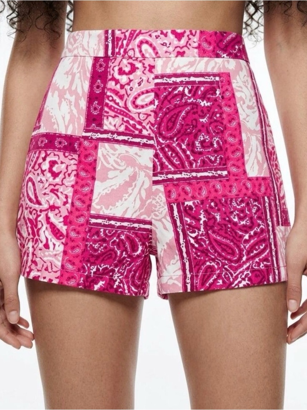 Zara Pink Patchwork Bandana Print Shorts